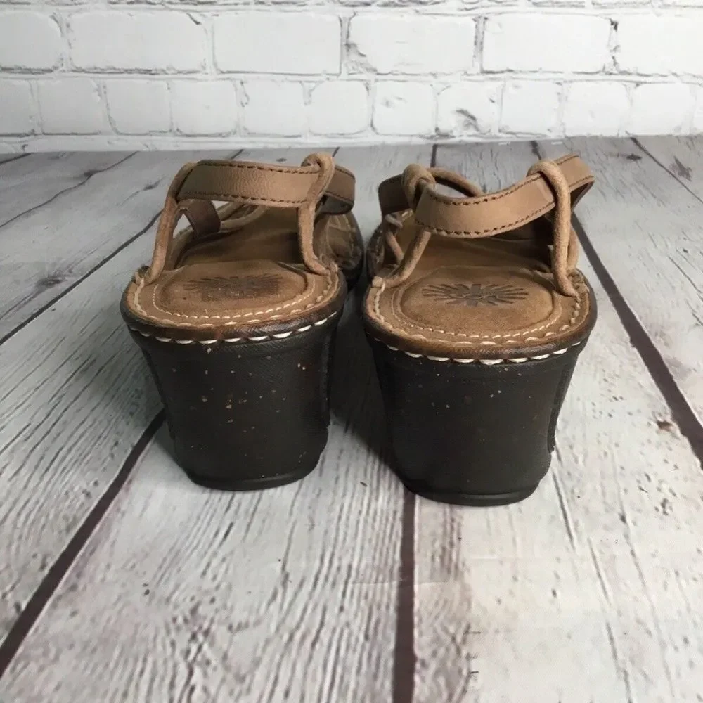 UGG 3146 Strappy Slingback Jute Wedge Sandals Women Size‎ 9 Brown Nubuck/Leather
